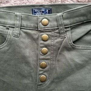 Abercrombie & Fitch Olive Green Button-Fly Jeans